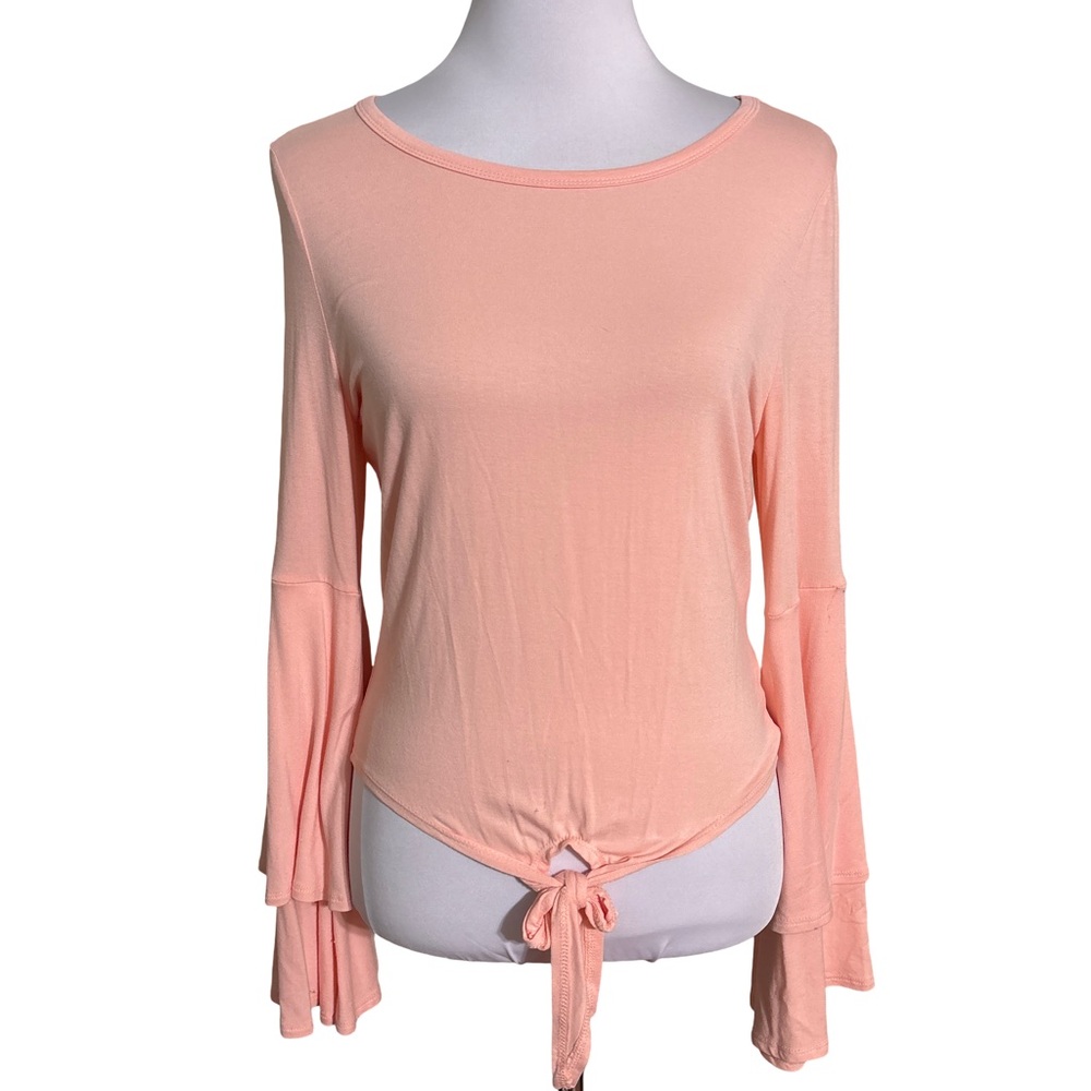 Chelsea & Violet Blush Tie-Front Long Sleeve Top
